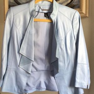 White House Black Market Light Blue Leather Jacket